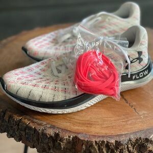 Under Armour Women's White and Neon Pink Flow Running Shoes